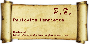 Paulovits Henrietta névjegykártya